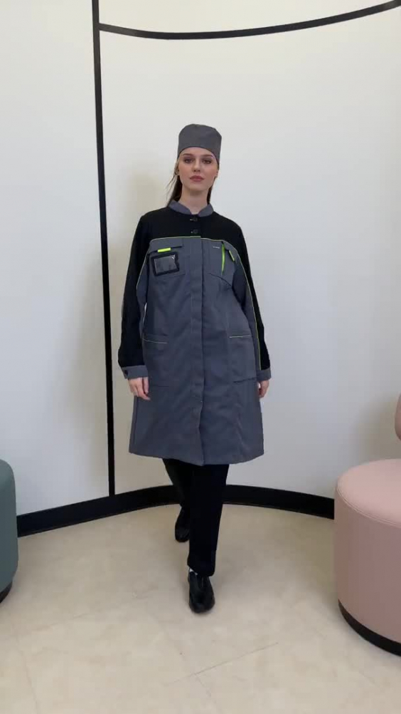 Халат КЛИНПЛЕКС ТЕХНОЛОГ женский черный/графит